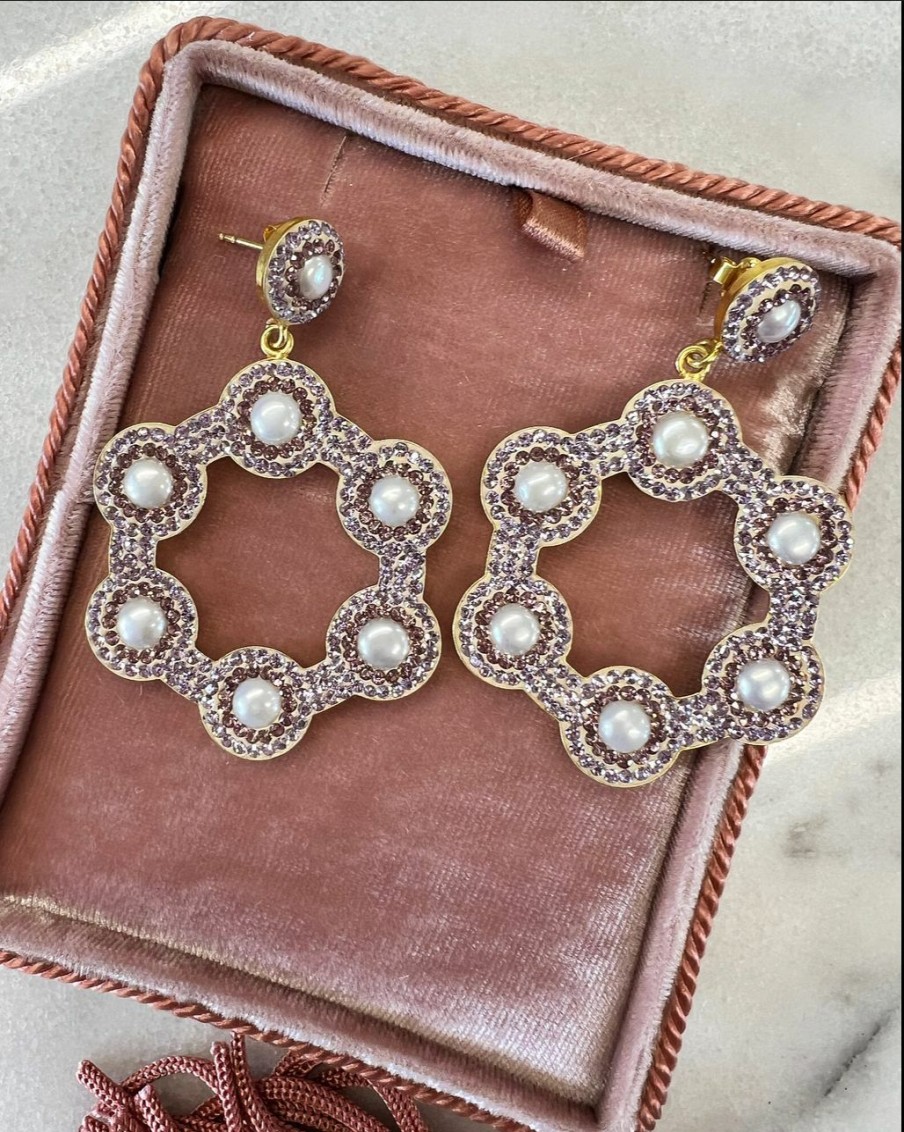 Earrings Soru Jewellery  | Limited Edition Lilac Baroque Pearl Mini Hoop Earrings